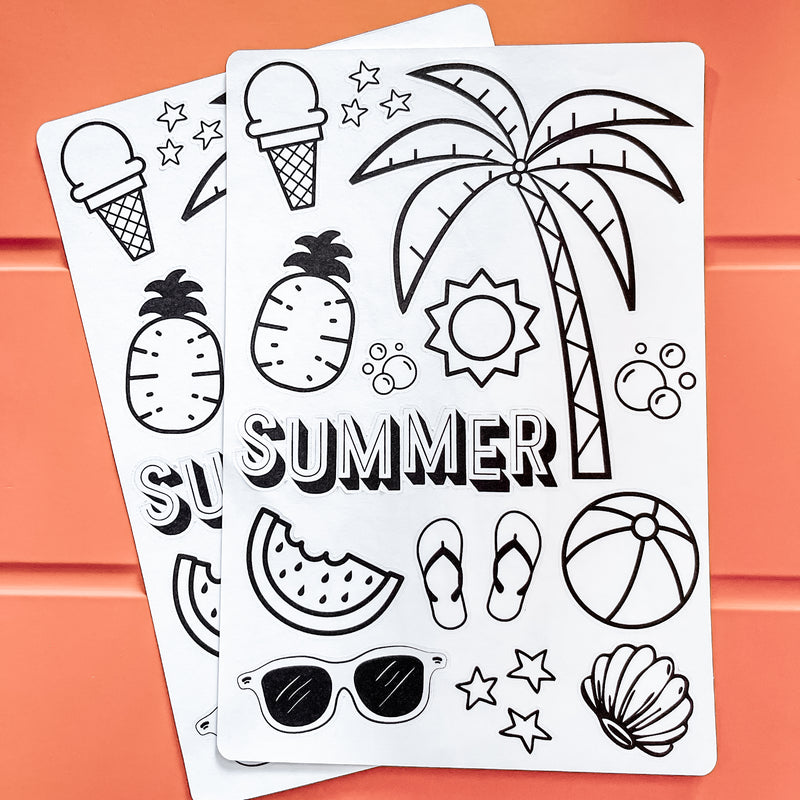 Summer || Coloring Sticker Sheet
