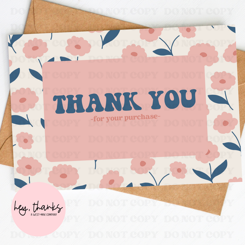 Thank You Pink Flowers || Insert Cards