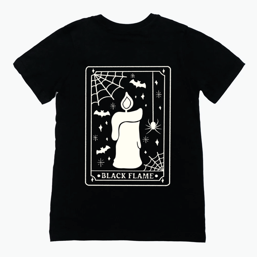 Black Flame - White Design || Kid's Short Sleeve Tee