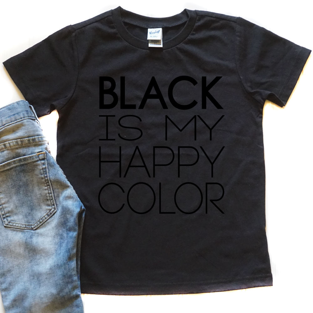 Black is my Happy Color - Kid's Black Tee - West+Mak