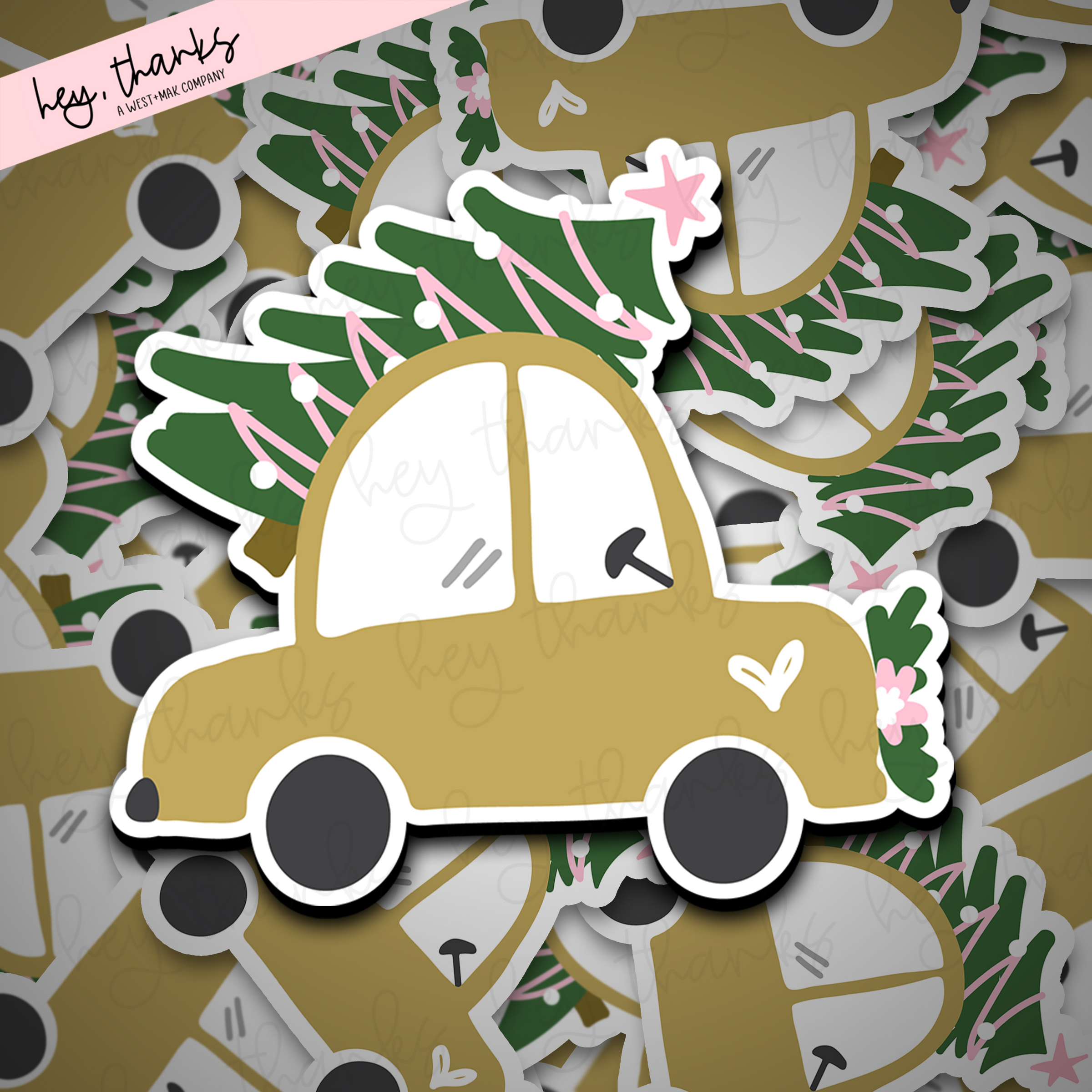 Christmas Tree on a Car || Packaging Stickers