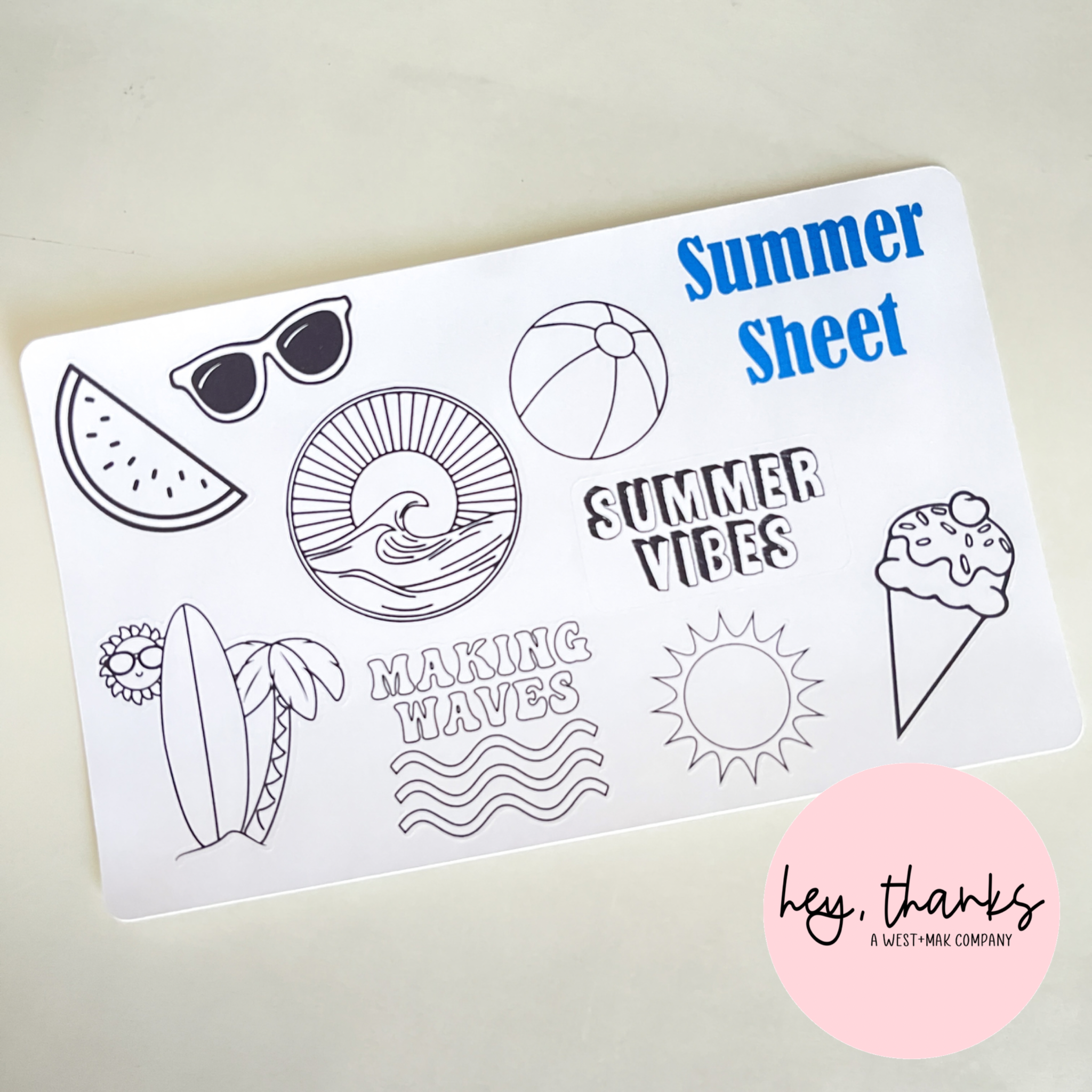 Summer Theme Coloring Sheet