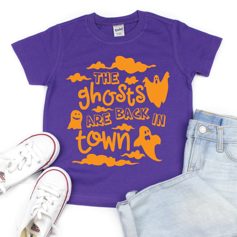 The Ghosts Are Back in Town - Kid's Purple Short Sleeve Tee - West+Mak