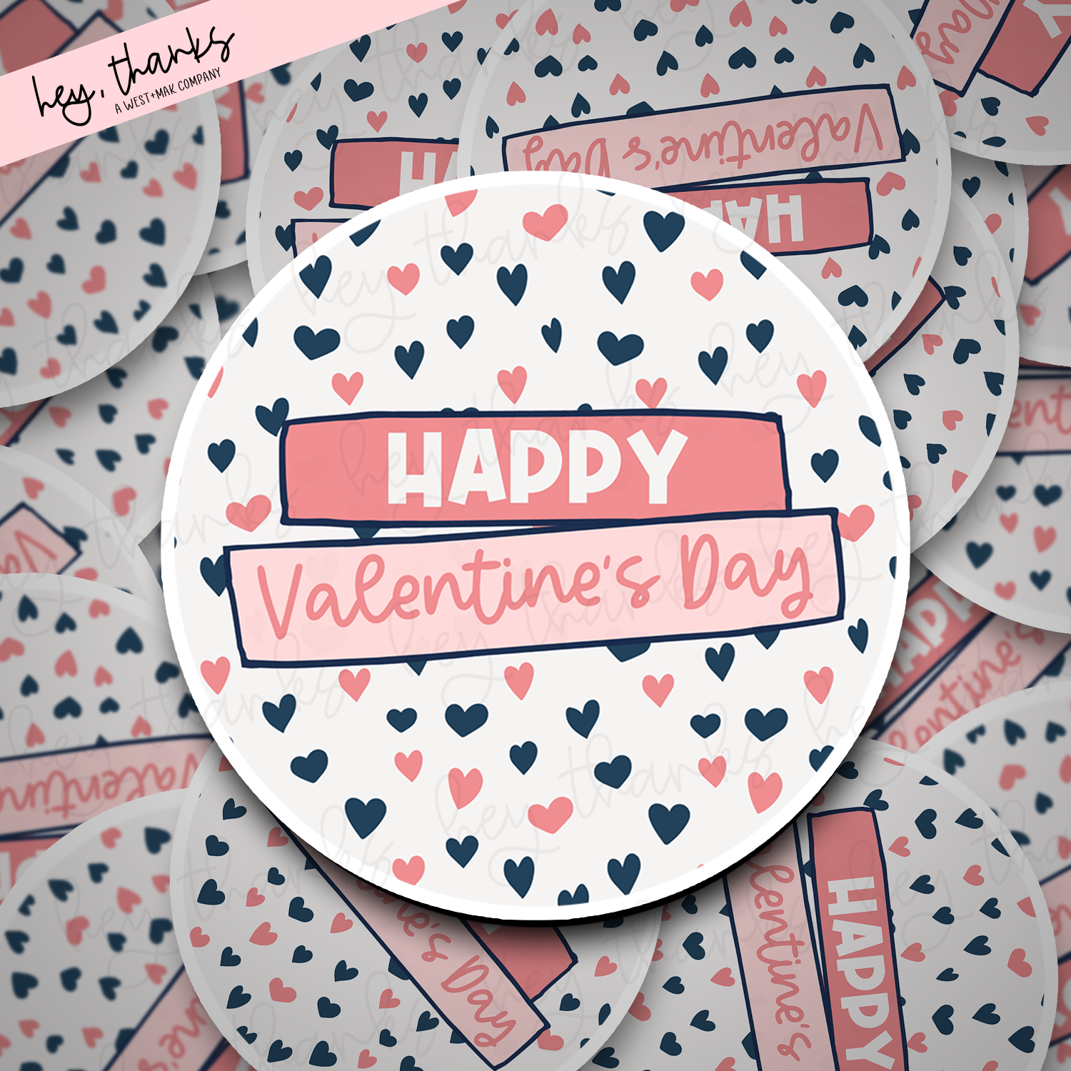 Happy Valentine's Day Circle || Packaging Stickers