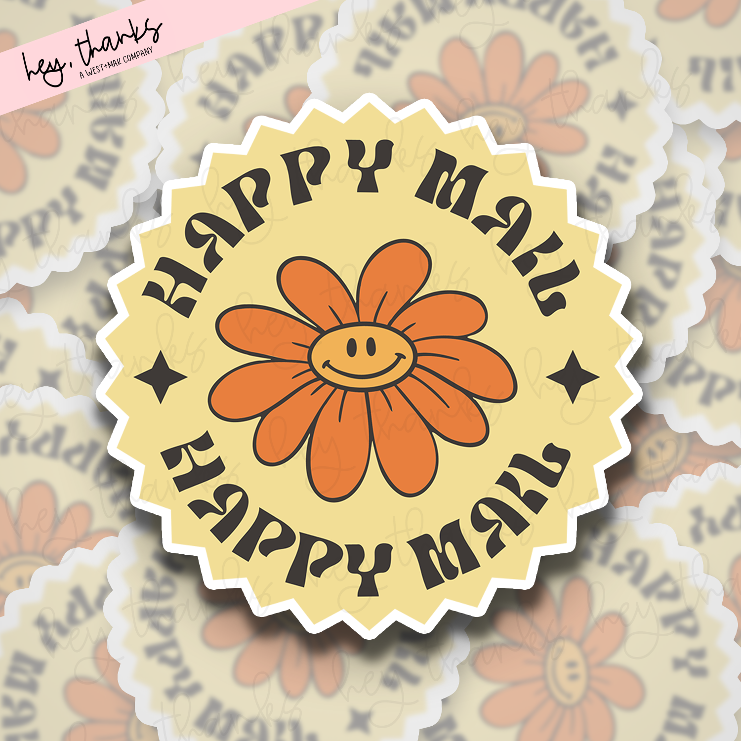 Happy Mail Flower || Packaging Stickers