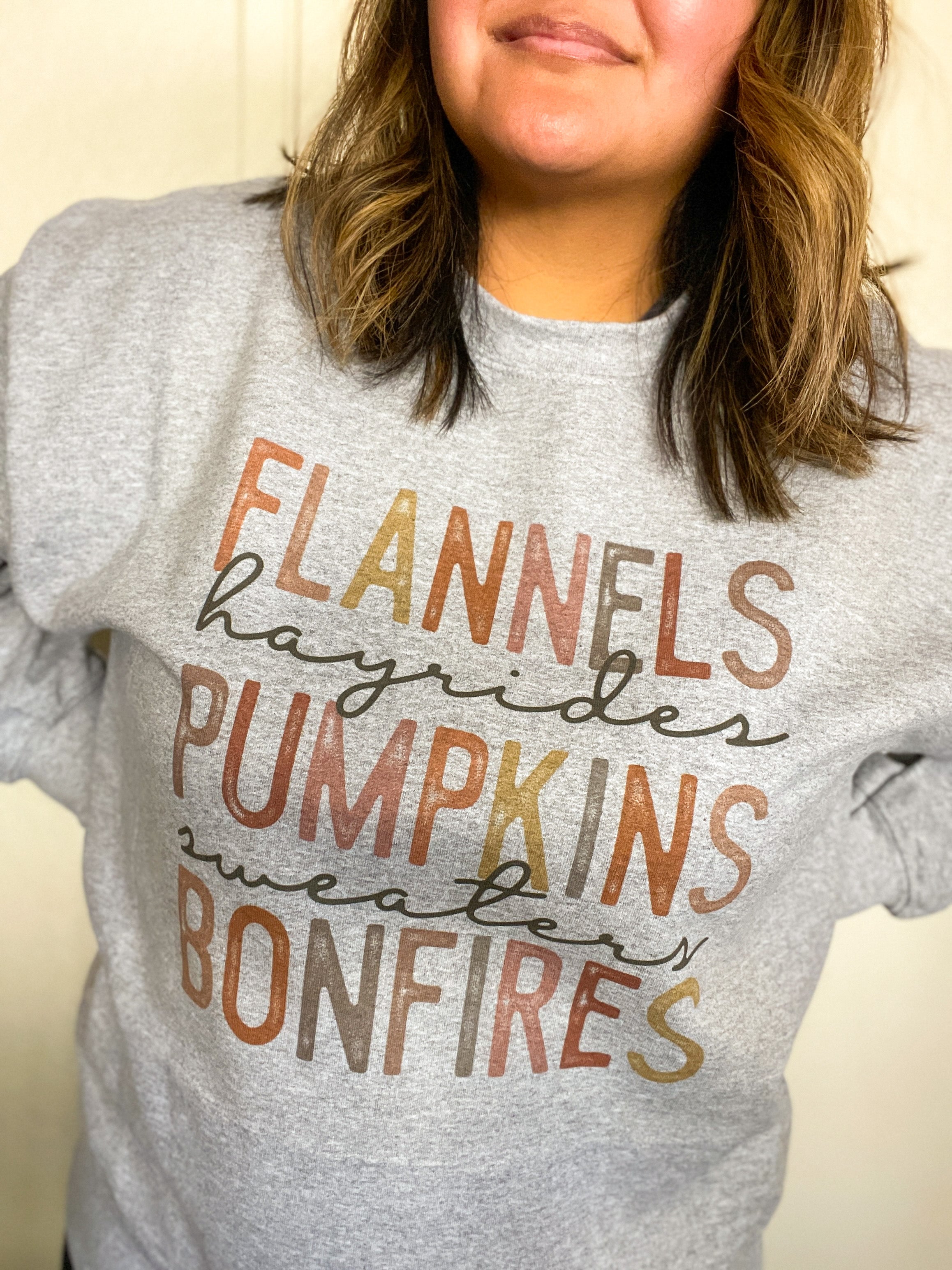 Flannels Pumpkins Bonfires - Adult Unisex Pullover