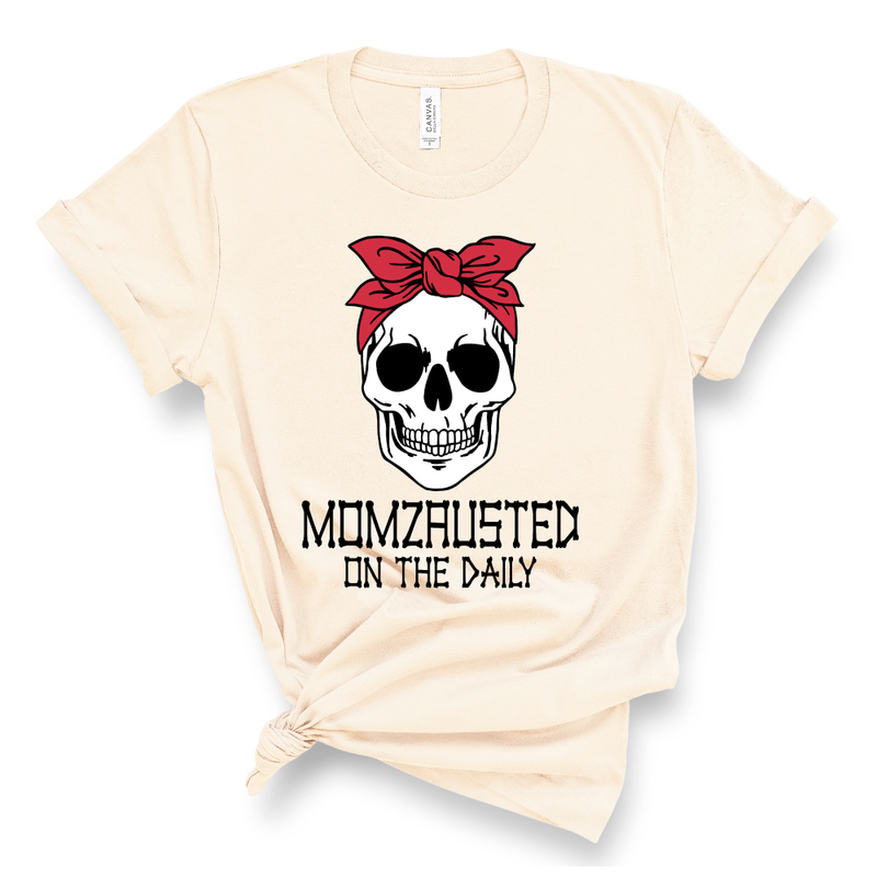 Momzausted on the Daily Skull - Adult Unisex Soft Cream Tee - West+Mak