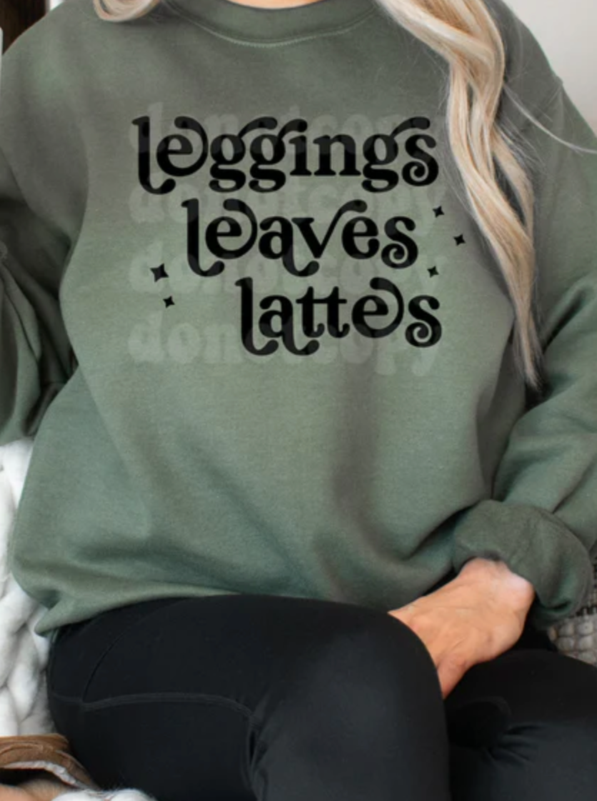 Leggings Leaves Lattes || Adult Unisex Pullover