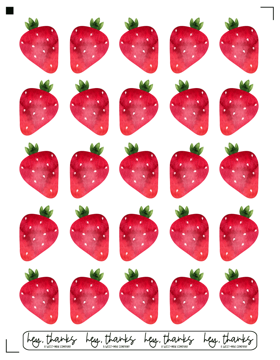 Strawberries - Sticker Sheet (25 Stickers)