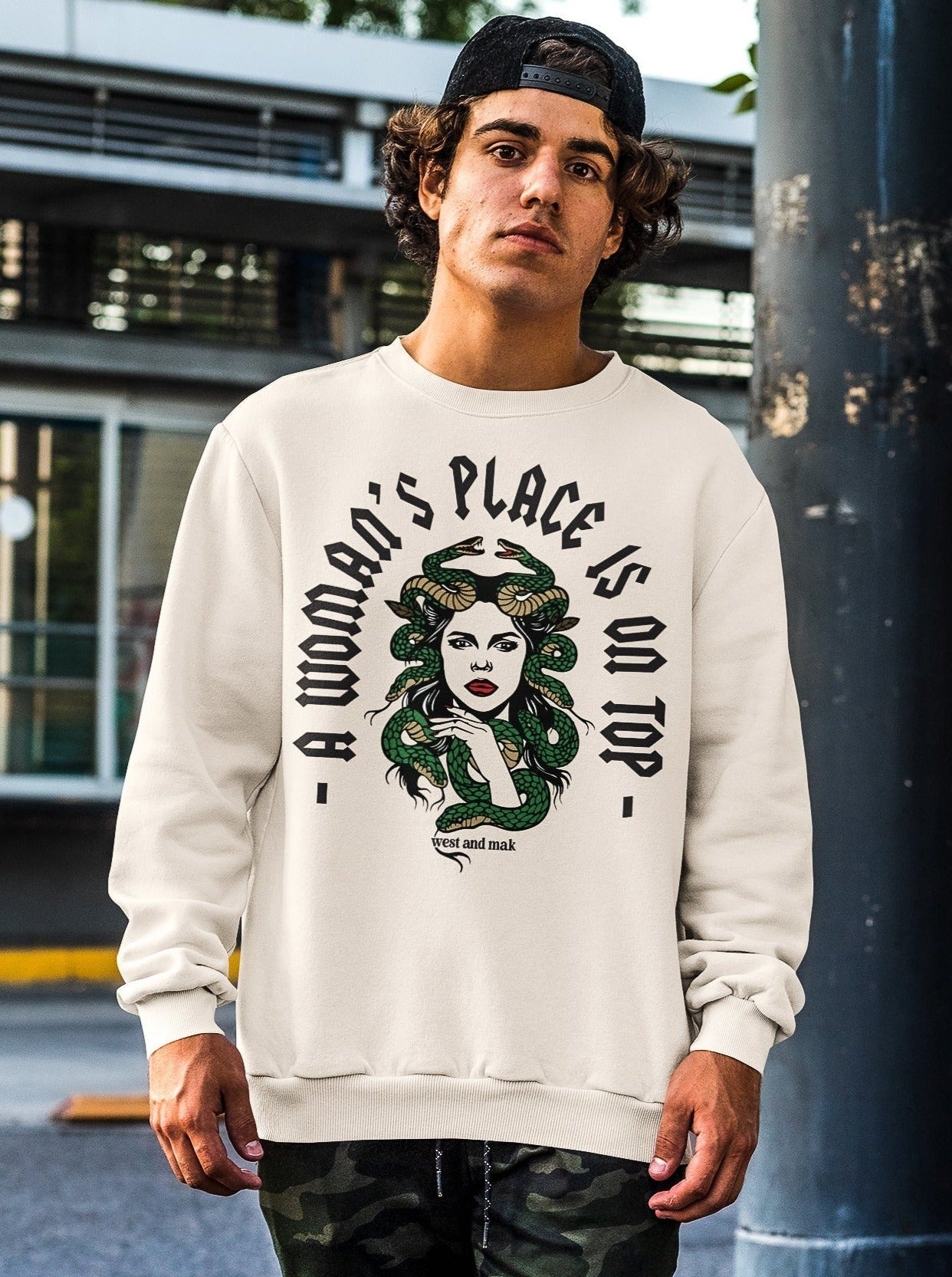 A Woman's Place is On Top - Adult Crew Pullover